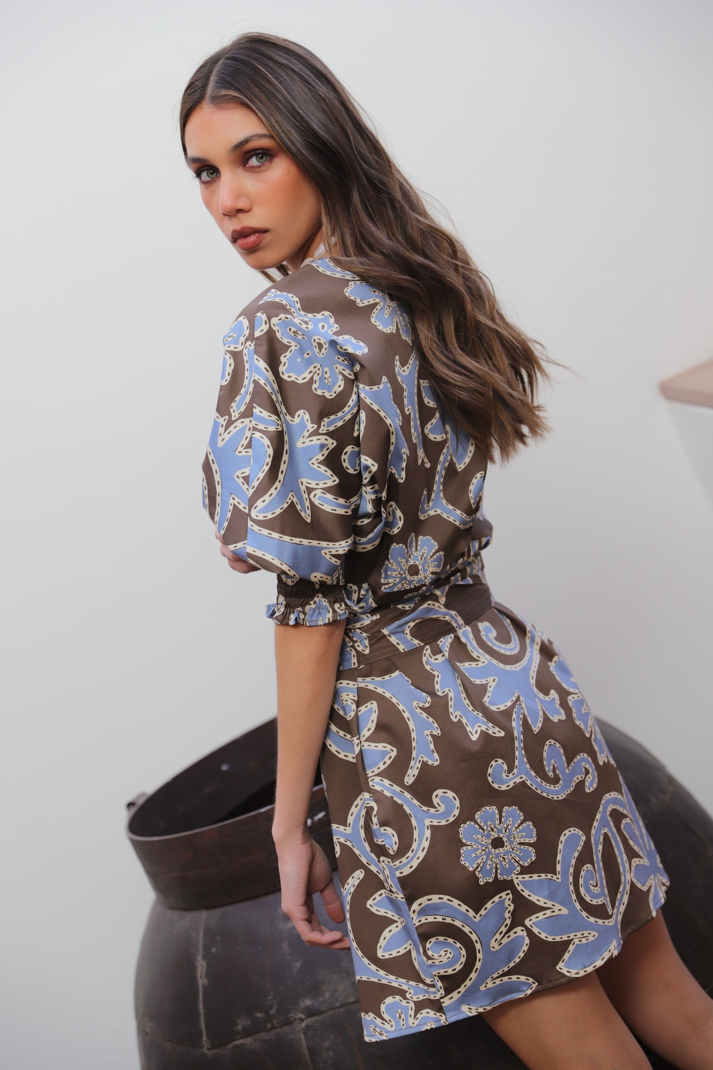Vestido Helena Brown Flowers