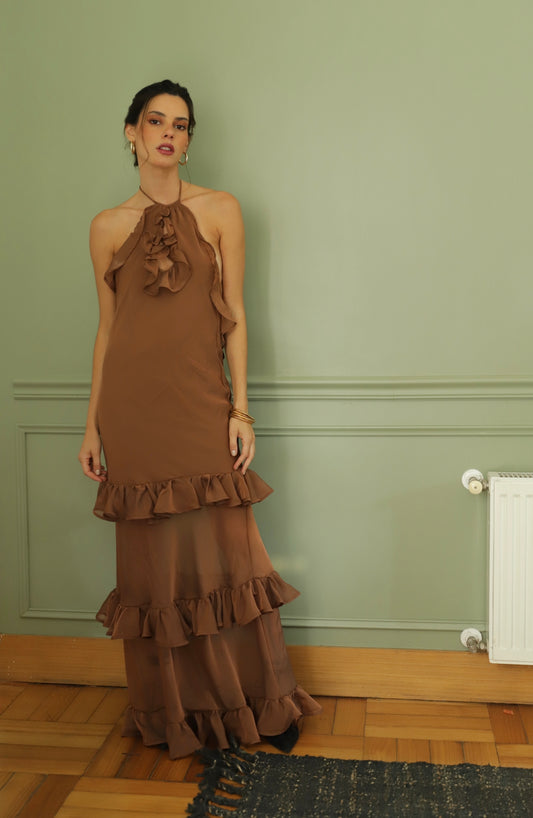 Vestido Elena Caramelo                        (Made to Order - Entrega 15 días hábiles)