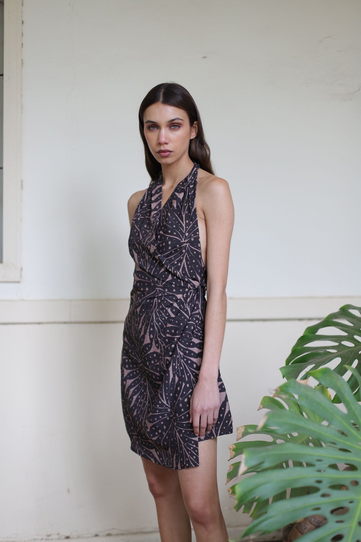 Vestido Maite Black Leaves